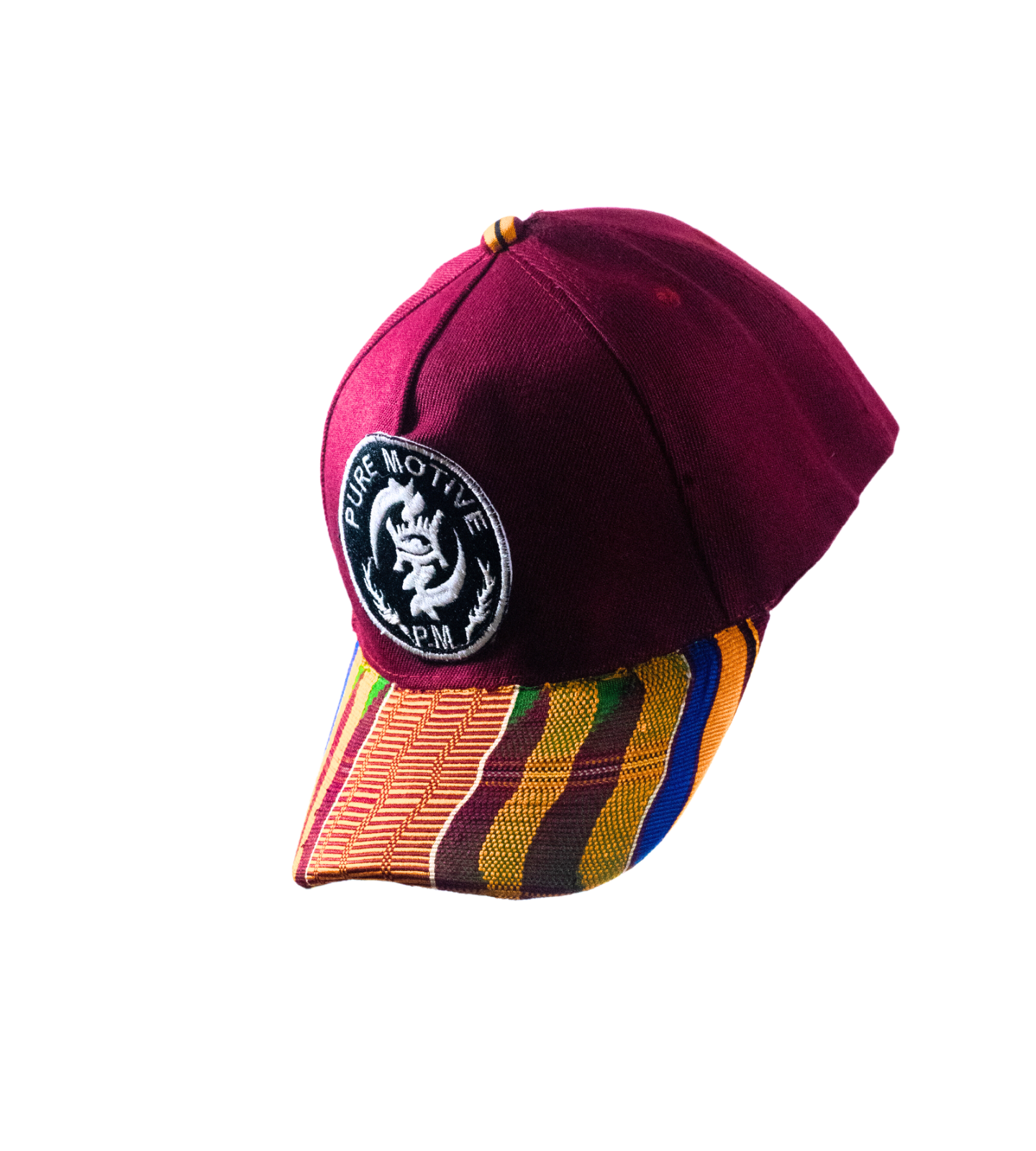 P.M. KENTE BRIM HAT - MAROON (COMING SOON)