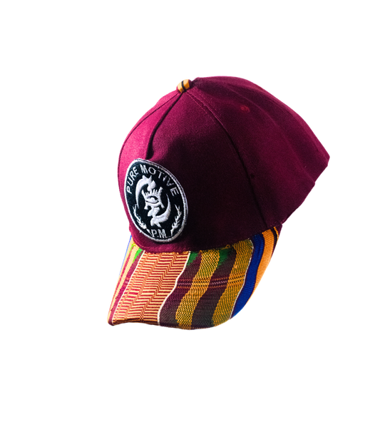 P.M. KENTE BRIM HAT - MAROON (COMING SOON)